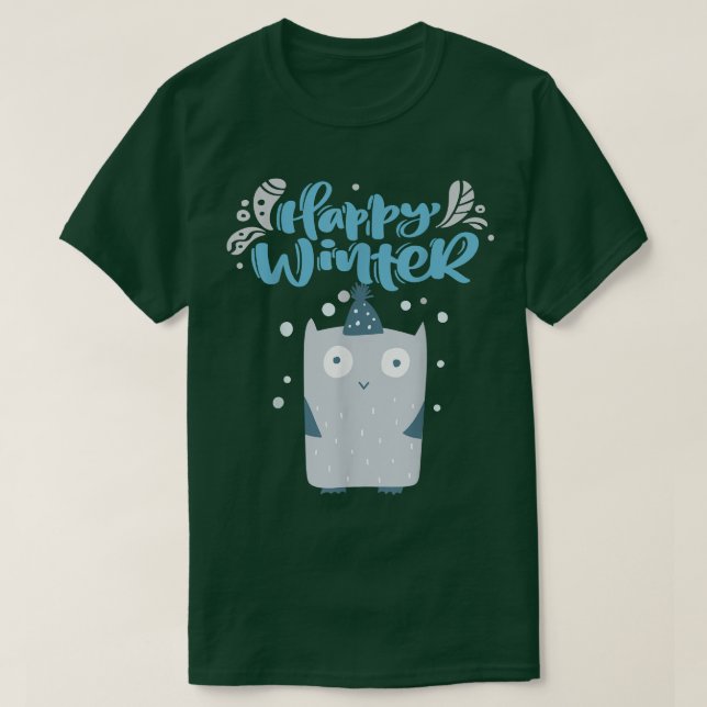 Cute Owl Happy Winter, Be Joyful cute Owl Xmas Hol T Shirt (Design framsida)