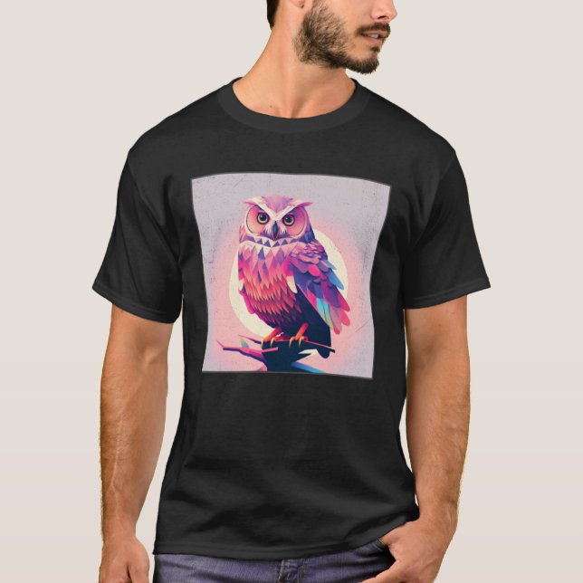 Cute Owl Illustration Modern Artwork Pink Women Ki T Shirt (Framsida)
