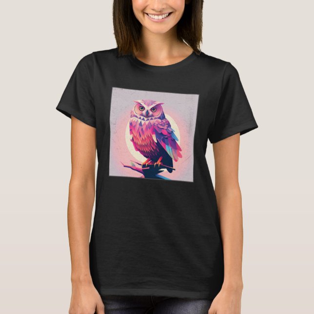 Cute Owl Illustration Modern Artwork Pink Women Ki T Shirt (Framsida)