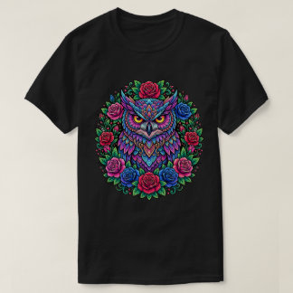 Cute Owl Mandala Art Floral Design for Women Girls T Shirt