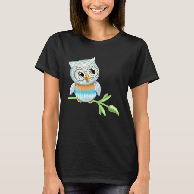 Cute owl  motif bird print for man woman  child t shirt (Framsida)