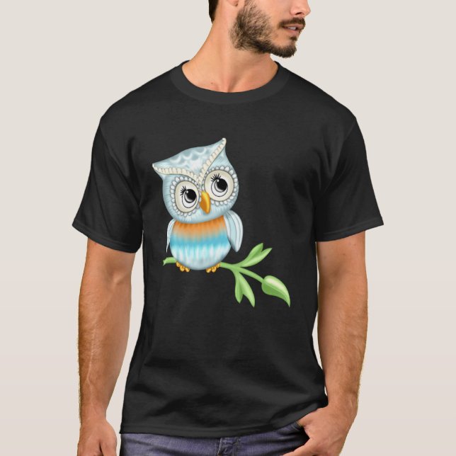 Cute owl  motif bird print for man woman  child t shirt (Framsida)