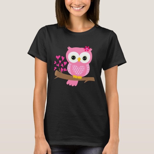 Cute Owl  Pink   Women's T Shirt (Framsida)