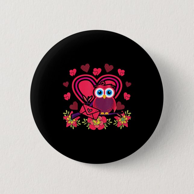 Cute Owl Valentines Day Gift Bird Owl  Knapp (Framsida)