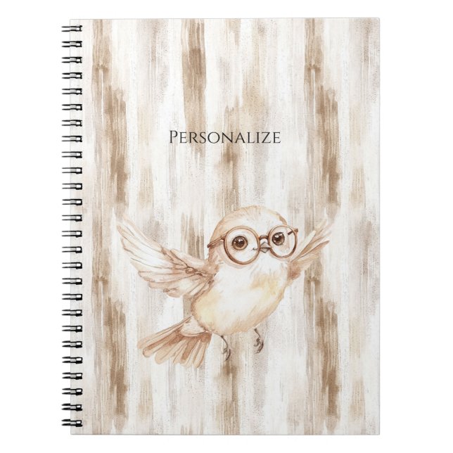 Cute Owl with Glasses  Anteckningsbok (Framsidan)