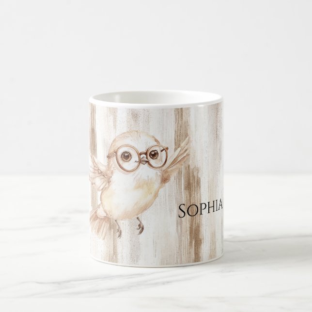Cute Owl with Glasses  Kaffemugg (Center)