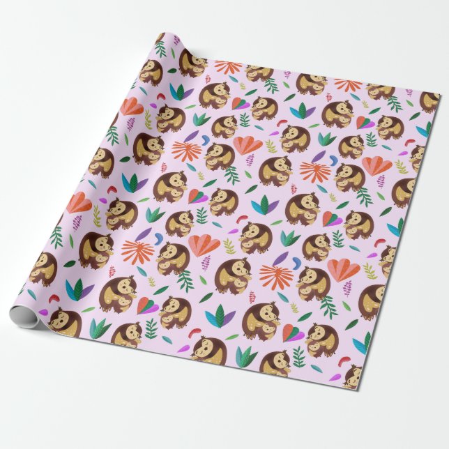 Cute Owls Valentine's Day Wrapping Paper Presentpapper (Utrullad)