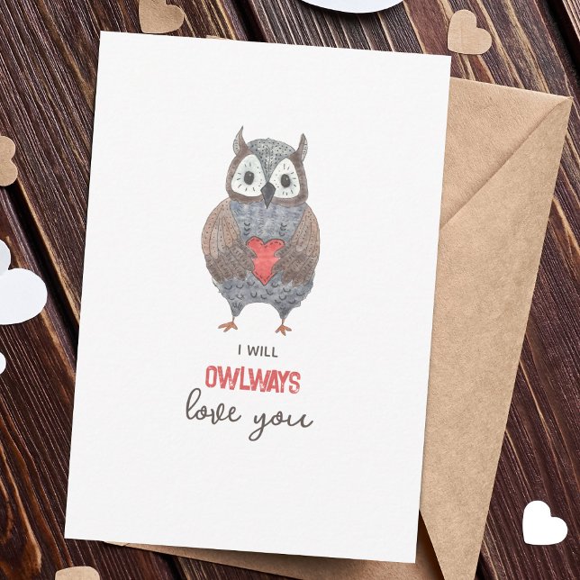 Cute Owlways Kärlek You Valentine Day Card (Skapare uppladdad)