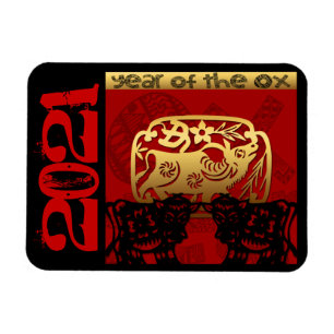 Cute Ox kinesiskt år 2021 Zodiac Birthday HFM Magnet