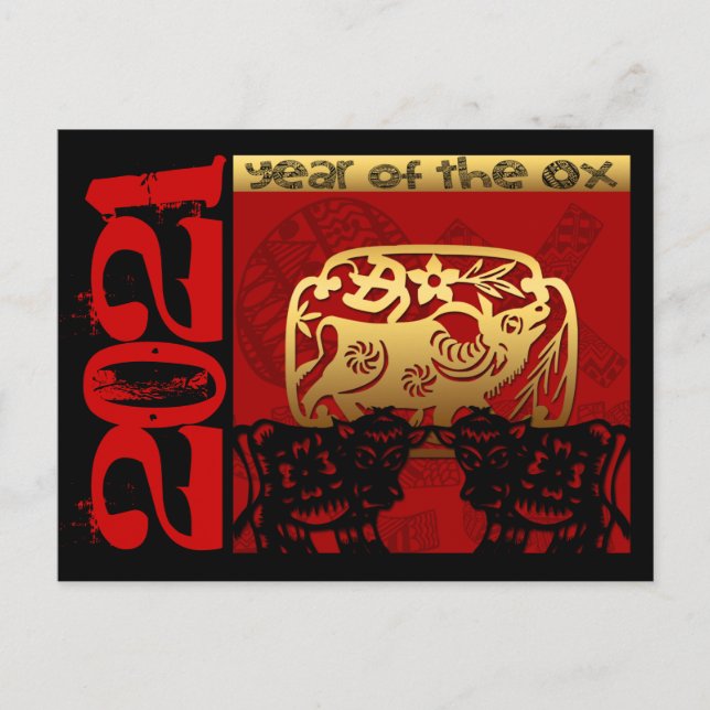 Cute Ox kinesiskt år 2021 Zodiac Birthday HPostc Helg Vykort (Framsida)