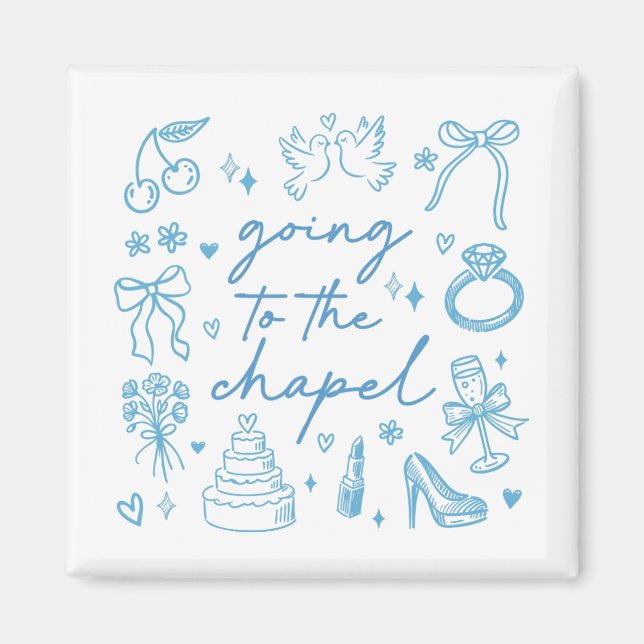 Cute på väg till Chapel Bride Engaged Bachelorett Magnet (Framsidan)