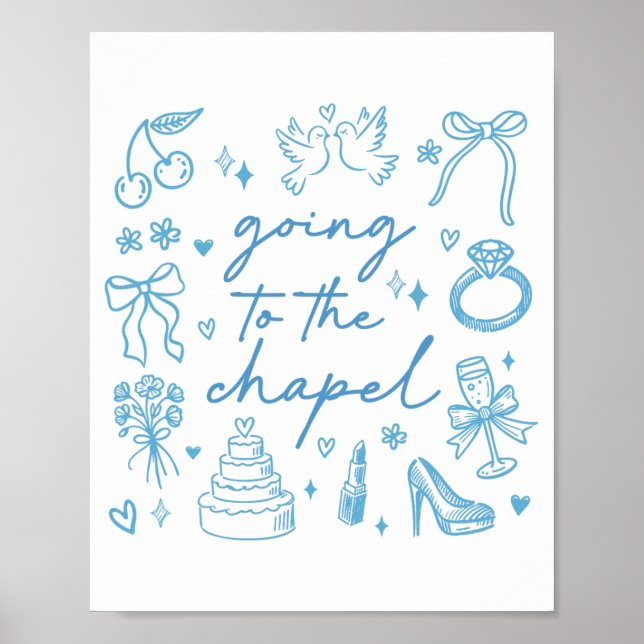 Cute på väg till Chapel Bride Engaged Bachelorett Poster (Framsidan)