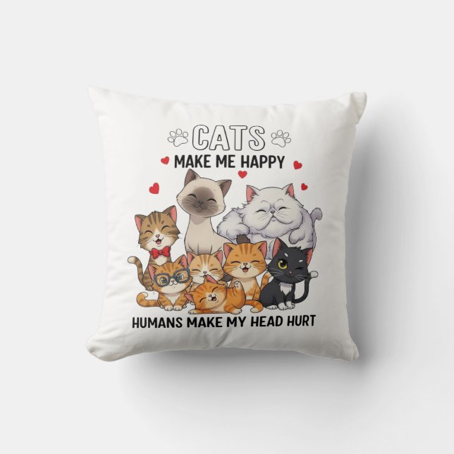Cute Pack of Happy Cats Kudde (Framsida)