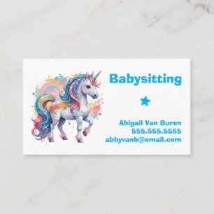 Cute Paded Unicorn Babywatch Nanny Daycare Visitkort