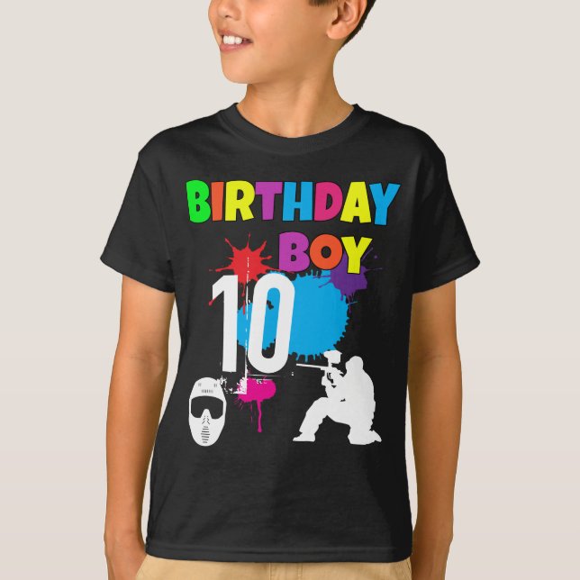 Cute Paintball Colorent Birthday Boy-Anpassningsba T Shirt (Framsida)