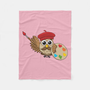 Cute Painter Uggla Tecknad Fleecefilt