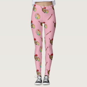 Cute Painter Uggla Tecknad Leggings