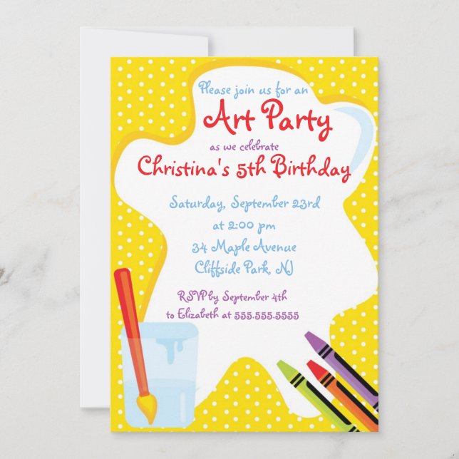 Cute Painting Art Party födelsedagsinbjudan Inbjudningar (Framsida)