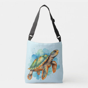 Cute Painting Turtle Axelväska