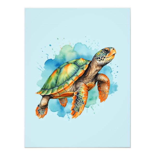 Cute Painting Turtle Fototryck (Framsidan)