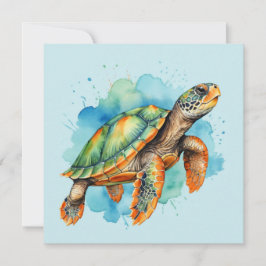 Cute Painting Turtle Inbjudningar