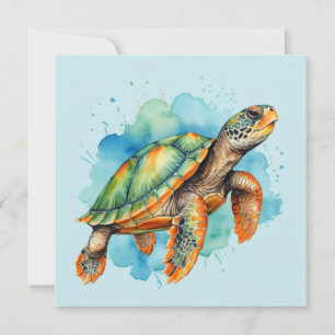 Cute Painting Turtle Inbjudningar