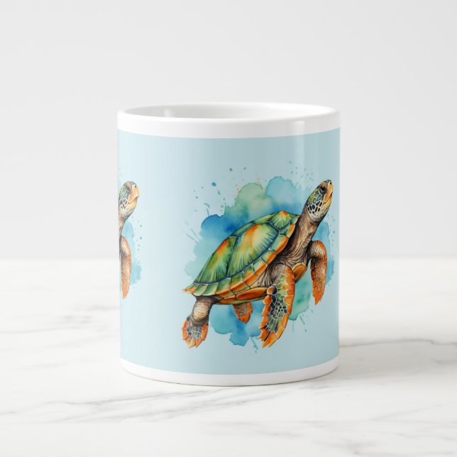 Cute Painting Turtle Jumbo Mugg (Framsidan)