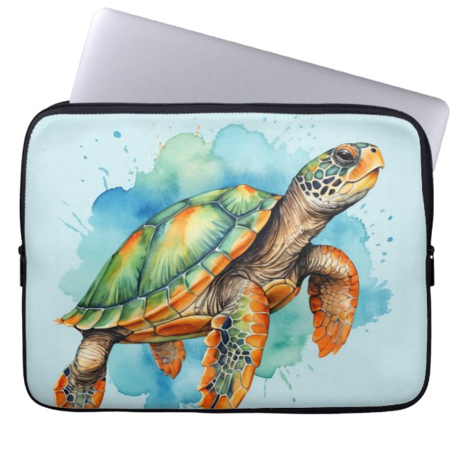 Cute Painting Turtle Laptop Fodral (Framsidan)
