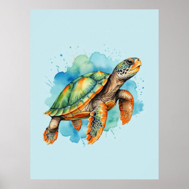 Cute Painting Turtle Poster (Framsidan)