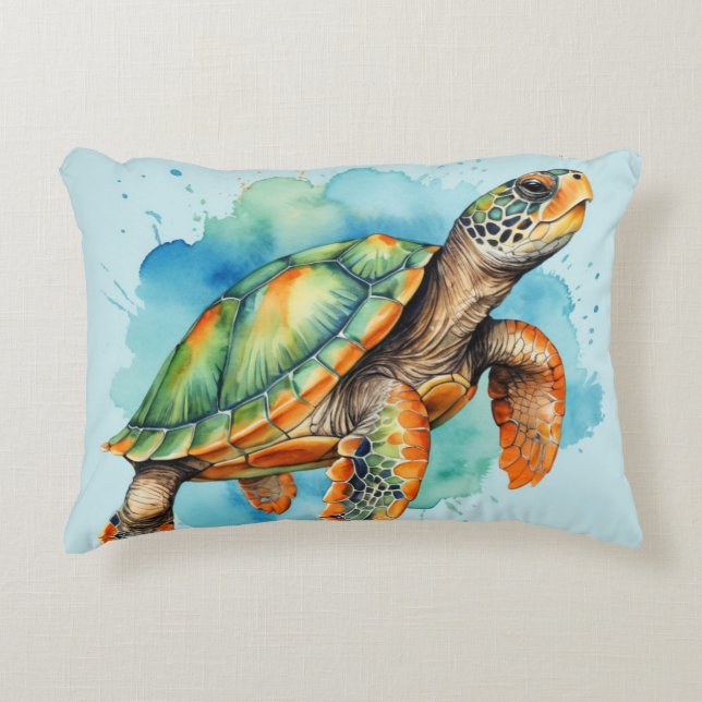 Cute Painting Turtle Prydnadskudde (Framsidan)