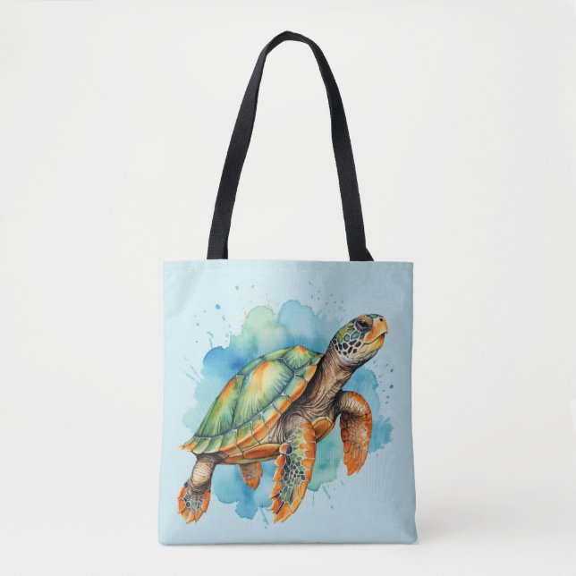 Cute Painting Turtle Tygkasse (Framsida)
