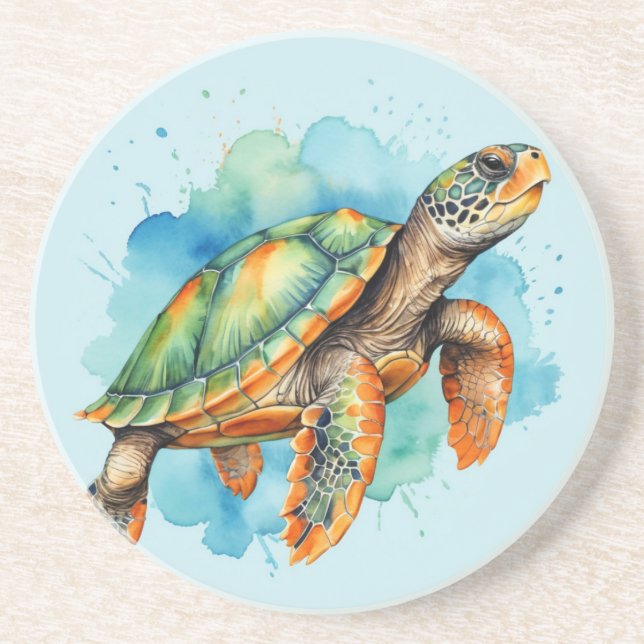 Cute Painting Turtle Underlägg (Framsidan)