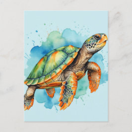 Cute Painting Turtle Vykort