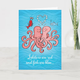 Cute Pair of Octopus (Octopi) Valentines day Helgkort