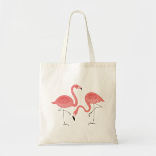 Cute Pair of Rosa Flamingo Illustration Tygkasse