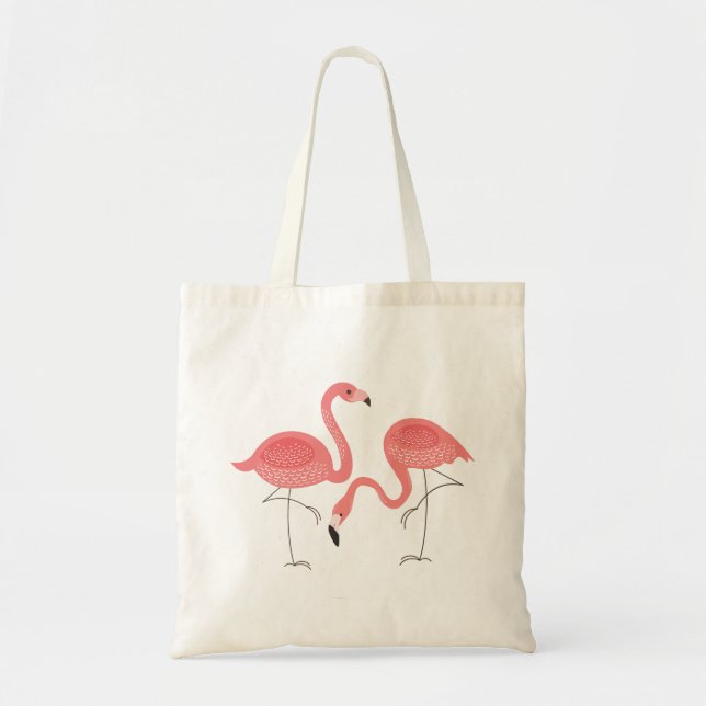 Cute Pair of Rosa Flamingo Illustration Tygkasse (Framsidan)