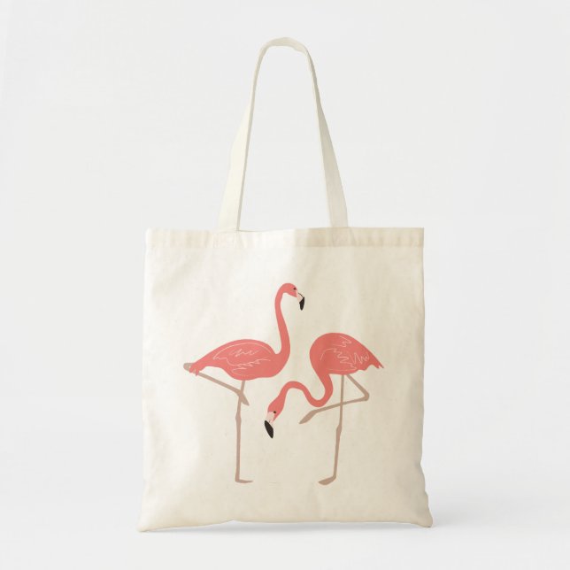 Cute Pair of Rosa Flamingos Illustration Tygkasse (Framsidan)
