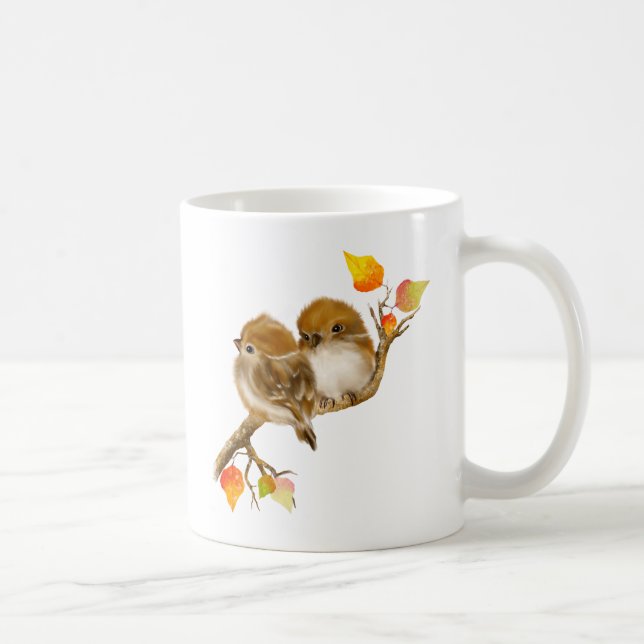 Cute Pair of Sparrows Bird Mugg (Höger)