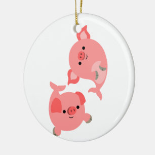 Cute Pair of Tecknad Mersvin Julgransprydnad Keramik