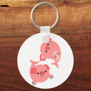 Cute Pair of Tecknad Mersvin Keychain Nyckelring