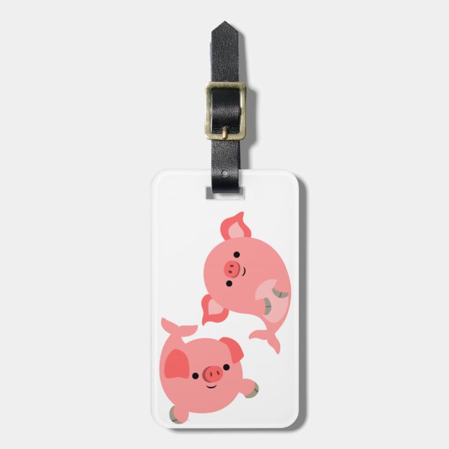 Cute Pair of Tecknad Mersvin Luggage Tag Bagagebricka (Vertikal Framsida)