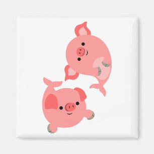 Cute Pair of Tecknad Mersvin Magnet