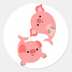 Cute Pair of Tecknad Mersvin Runt Klistermärke