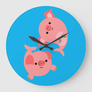 Cute Pair of Tecknad Mersvin Stor Klocka