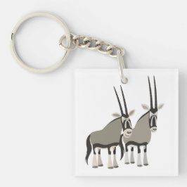 Cute Pair of Tecknad Oryxes Acrylic Keychain