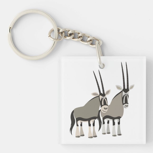 Cute Pair of Tecknad Oryxes Acrylic Keychain (Framsidan)