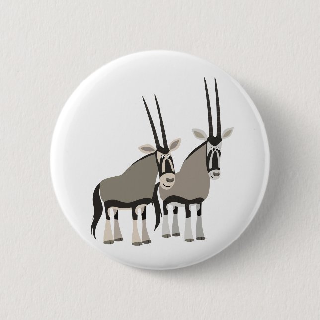 Cute Pair of Tecknad Oryxes Button Badge Knapp (Framsida)