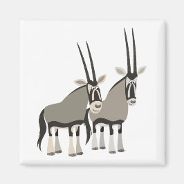 Cute Pair of Tecknad Oryxes Magnet