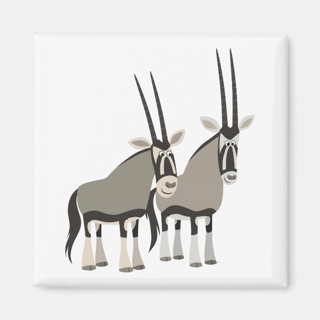 Cute Pair of Tecknad Oryxes Magnet (Framsidan)