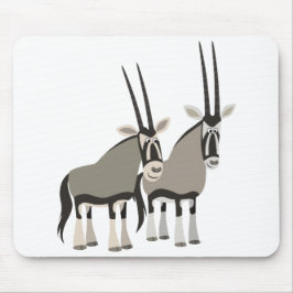Cute Pair of Tecknad Oryxes Mousepad Musmatta